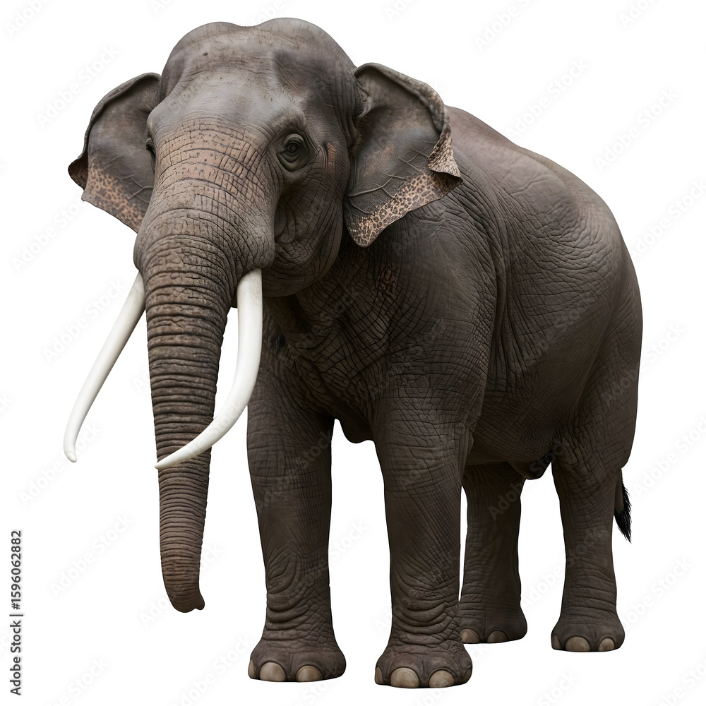 Fototapeta premium Majestic Elephant: A colossal elephant stands tall, its massive frame and impressive tusks radiating power and grace. Capturing the essence of wildlife and the wonders of nature.