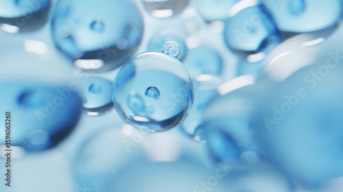 Floating hydrating molecules in abstract clean space. Perfect for beauty, wellness, or futuristic skincare product visuals.

