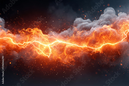 Wallpaper Mural A captivating depiction of fiery lightning flashing across a dramatic backdrop. The electrifying energy illuminates the scene, creating a striking visual Torontodigital.ca