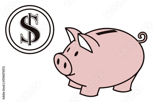  Silhouette of Piggy Bank with Coins – Financial Savings and Budgeting Icons Set