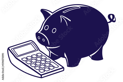  Silhouette of Piggy Bank with Coins – Financial Savings and Budgeting Icons Set