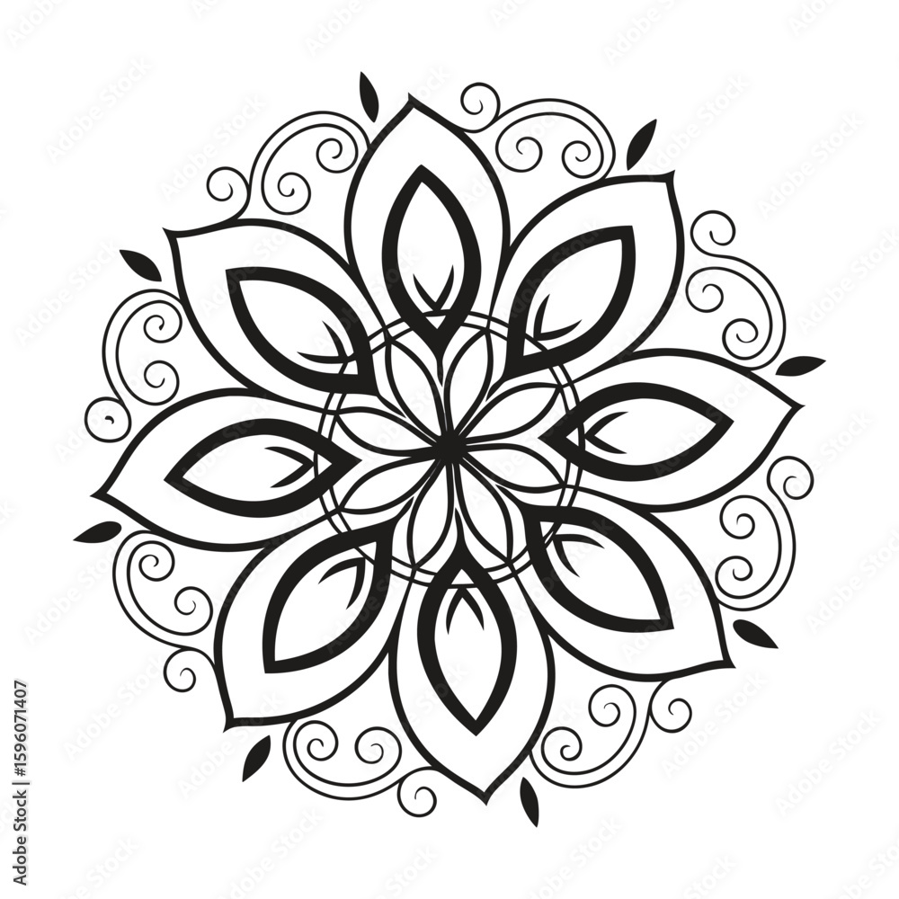 Obraz premium Black Mandala With White Background