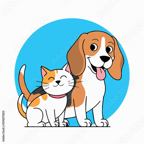 Clean and modern vector  cute cartoon pets vector art: adorable dog and cat illustration for animal lovers and pet adoption promotion