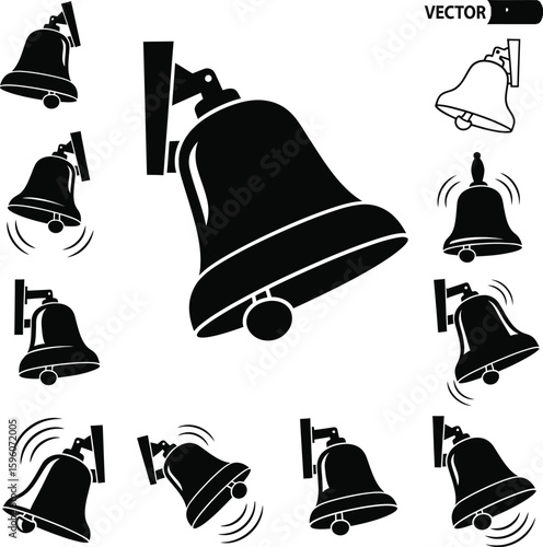 Collection of bell vector illustrations for christmas and celebration decorations