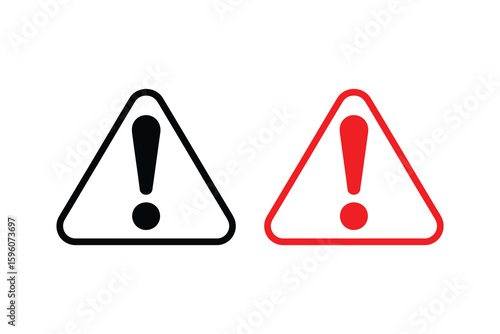 Hazard Warning Signs Black and Red Triangle Safety Caution Icons Vector