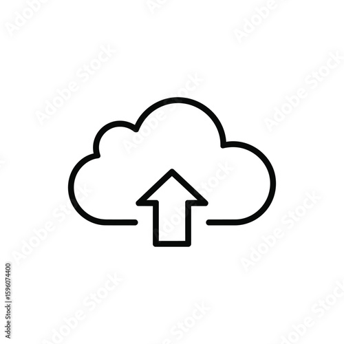 Outline Cloud Upload Icon Vector Illustration Symbol