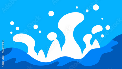 Clear Blue and White Water Splashes Over Rocks