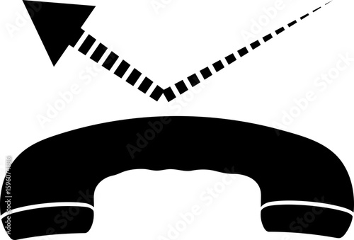 Missed Call Icon Vector - Unanswered Phone Handset Symbol