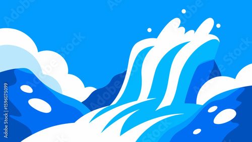Clear Blue and White Water Splashes Over Rocks