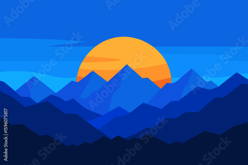 Blue Hour Transitioning into Sunrise Over Rugged Mountains