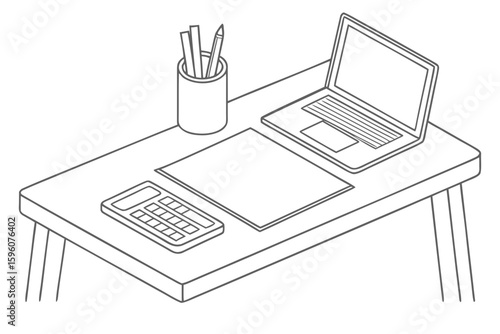 Side-Hustle Workspace Vector Set – Laptop, Notes, and Productivity Icons in Line Art & Silhouette Style