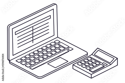 Side-Hustle Workspace Vector Set – Laptop, Notes, and Productivity Icons in Line Art & Silhouette Style