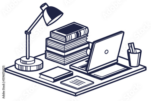 Side-Hustle Workspace Vector Set – Laptop, Notes, and Productivity Icons in Line Art & Silhouette Style
