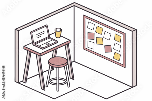 Side-Hustle Workspace Vector Set – Laptop, Notes, and Productivity Icons in Line Art & Silhouette Style
