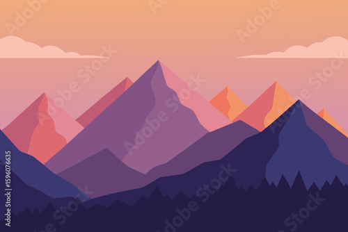 First Light on Mountain Range with Soft Colors