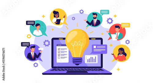Online Business Communication and Collaboration with Idea Generation via Laptop