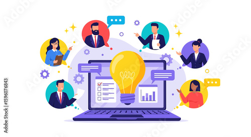 Online Business Communication and Collaboration with Idea Generation via Laptop
