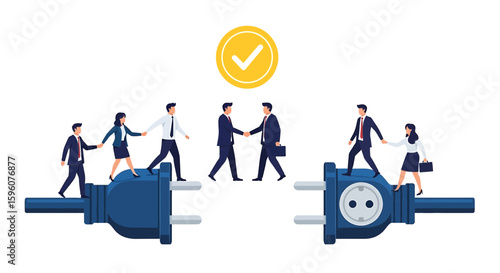 Business Partnership and Connectivity with Electrical Plug Analogy