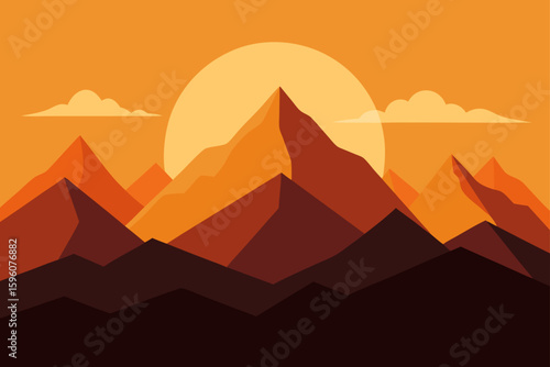 Realistic Mountain View at Golden Hour Sunrise
