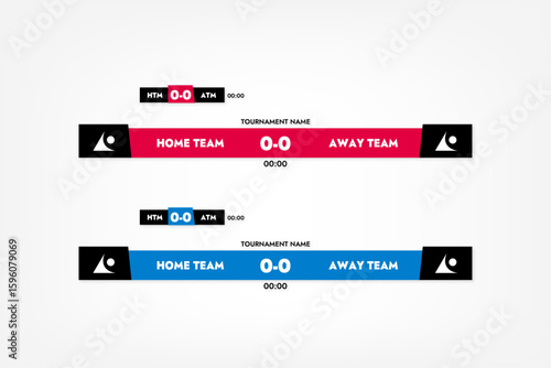 set of sports banner templates for sports broadcast of football match