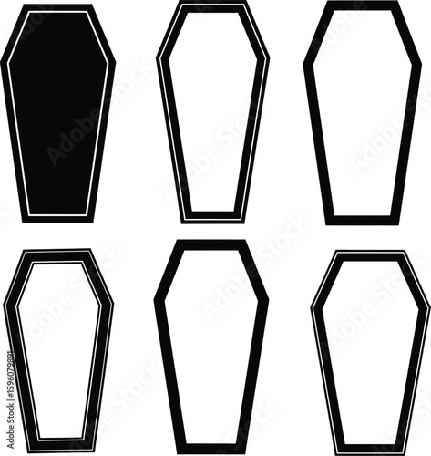 Vector coffin silhouettes halloween graphic elements for spooky designs and crafts