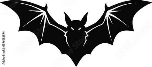 Vector art of a menacing bat with outstretched wings spreads its dark silhouette against the night sky