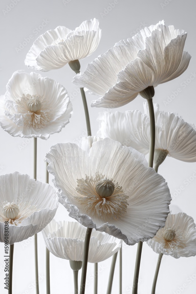 Obraz premium Abstract White Poppy Arrangement