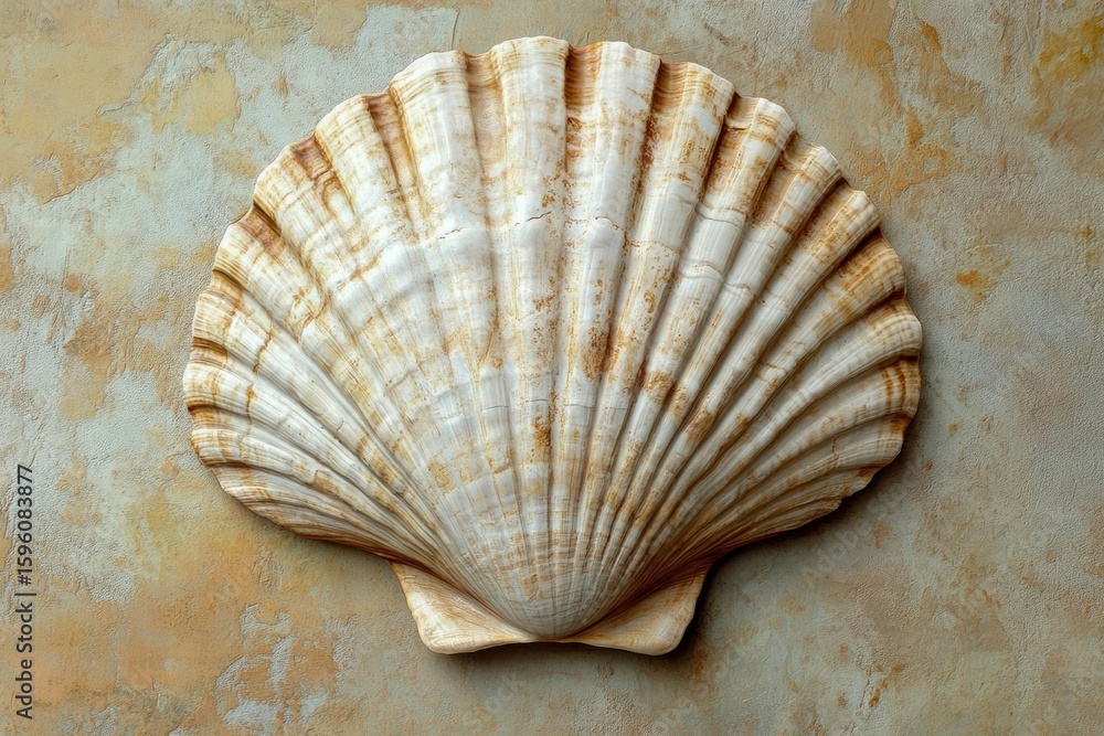 Seashell Rests on Textured Wall, Coastal Decor Inspiration Seashell Rests on Textured Wall, Coastal Decor Inspiration