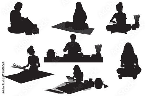 silhouette Cartoon shape weaving work vector design