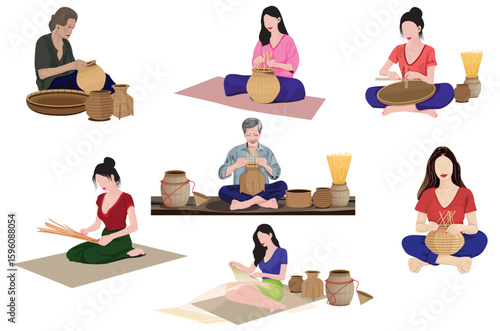 Cartoon shape weaving work vector design