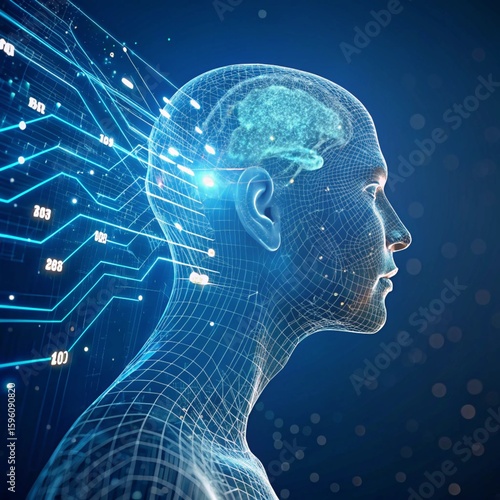 
a person's head with a brain and lines