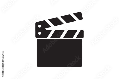 Clapperboard icon silhouette vector with white background