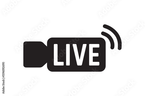 Live Streaming icon silhouette vector with white background