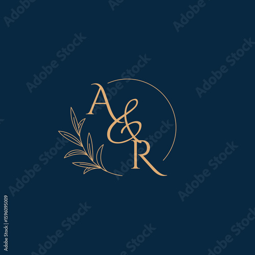 AR Initial Wedding Monogram Logo with Minimalistic Style