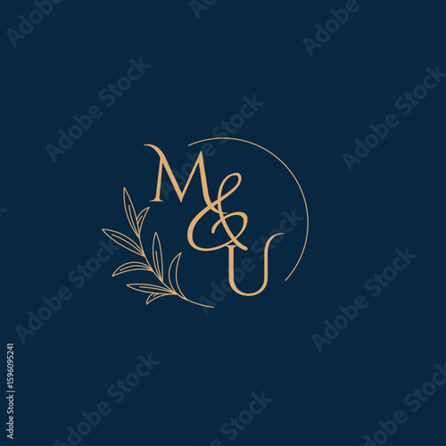 MU Initial Wedding Monogram Logo with Minimalistic Style