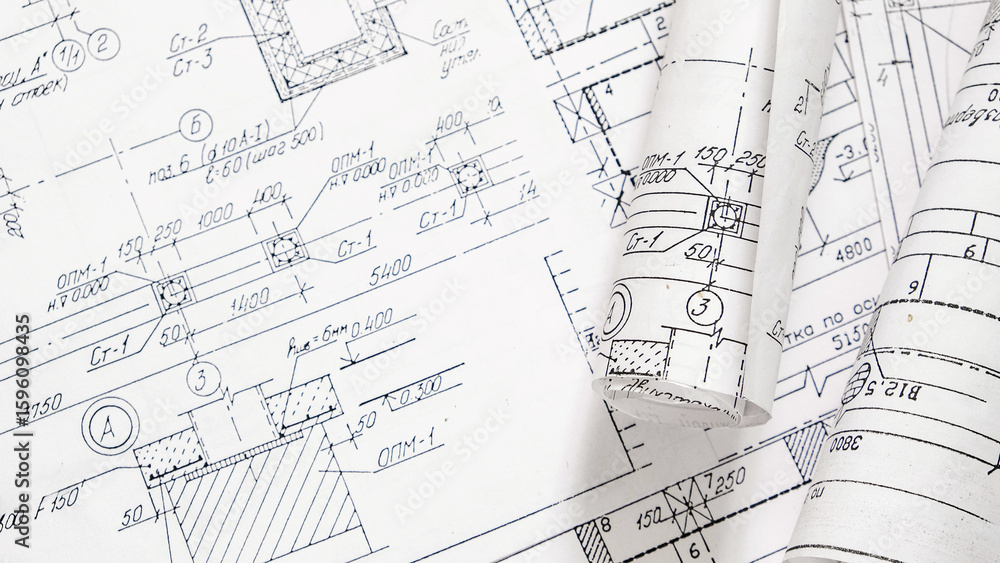 architect design working drawing sketch plans blueprints and making architectural construction model in architect studio,flat lay. architect design working drawing sketch plans blueprints and making architectural construction model in architect studio,flat lay.