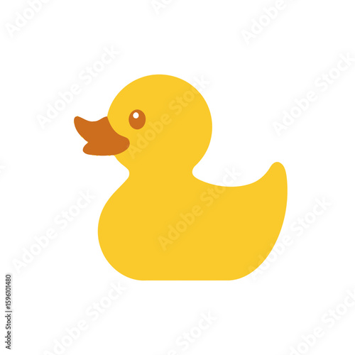 Simple cartoon illustration of a yellow rubber duck.