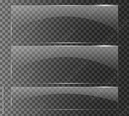 Wallpaper Mural set of clear high qulity Glass plate on transparent background. glossy plastic glare frame, acrylic sheet Torontodigital.ca