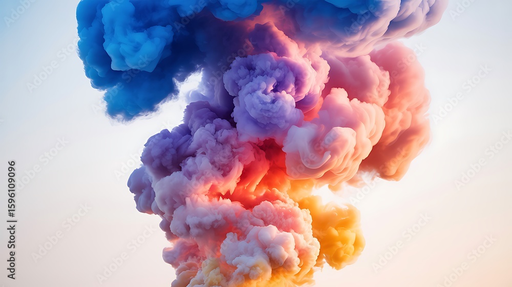 Obraz premium Vibrant swirling colorful smoke clouds abstract blue