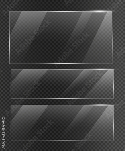 clear Glass plate on transparent background with Realistic  Glass sheet for Mockup window screen