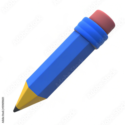3D Pencil Icon Polarity Geometric Writing Drawing Edit School Stationery Tool

