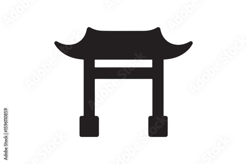 chinese gate icon silhouette vector with white background