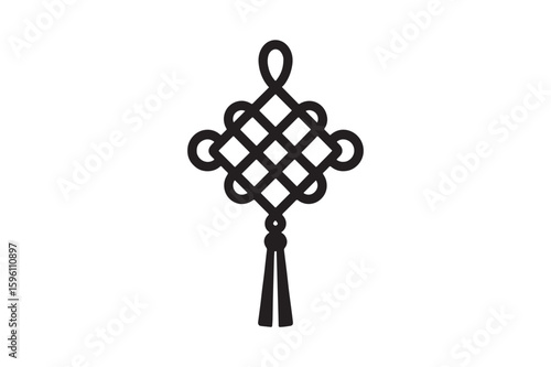 chinese knot icon silhouette vector with white background