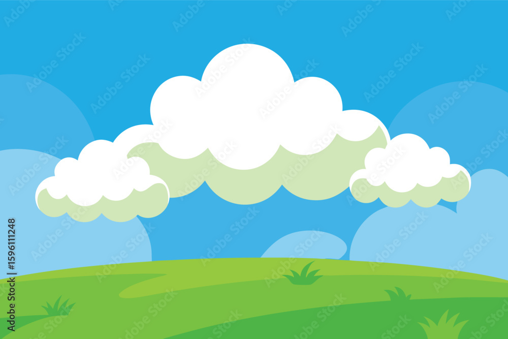 Obraz premium cute sky with cloud illustration 