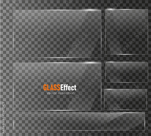 Wallpaper Mural Glass plate frame Glossy window glass with reflections isolated on transparent surface	 Torontodigital.ca