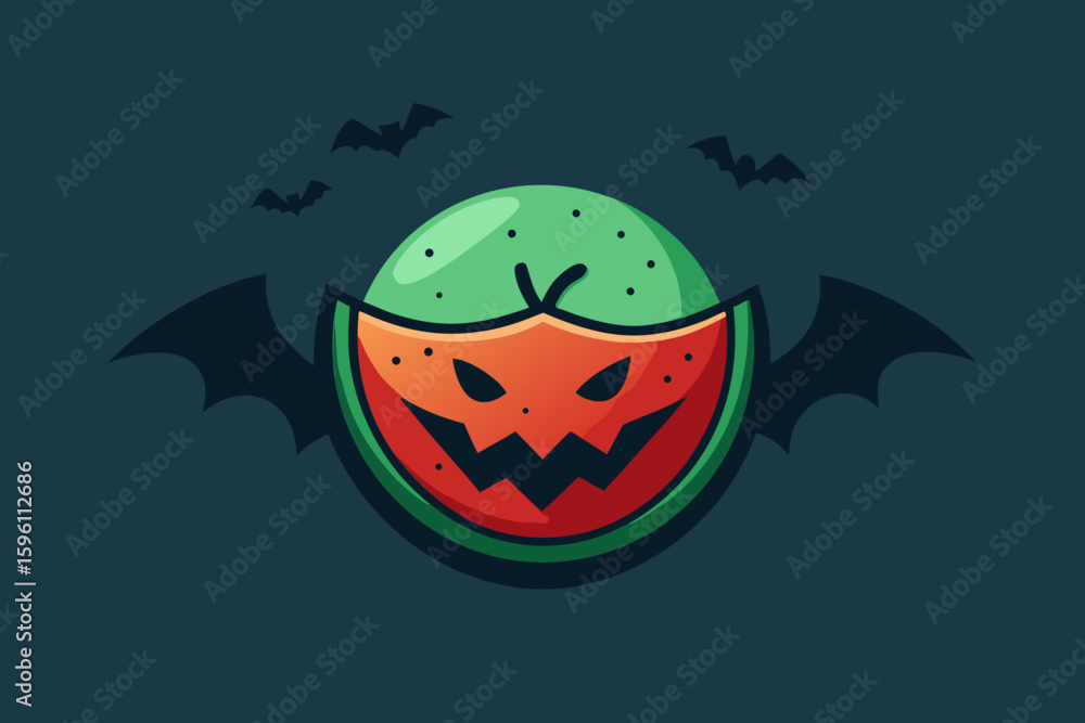 A spooky palm tree with jack o lanterns and bats vector illustration A spooky palm tree with jack o lanterns and bats vector illustration