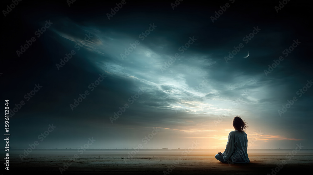 Fototapeta premium Celestial Meditation Under Moonlight