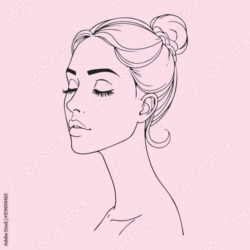 Sad woman in problem, anxiety and stress, continuous one line art drawing. Mental health disorder, depression, tired. Girl holds his head from failure, trouble, hopelessness. Vector illustration