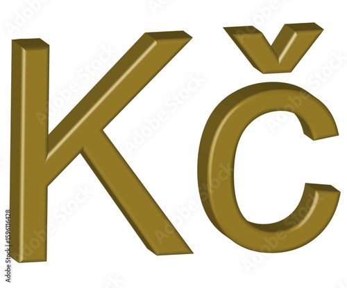 3D Gold Czech Koruna Currency Symbol | CZK Kč Money & Finance Icon