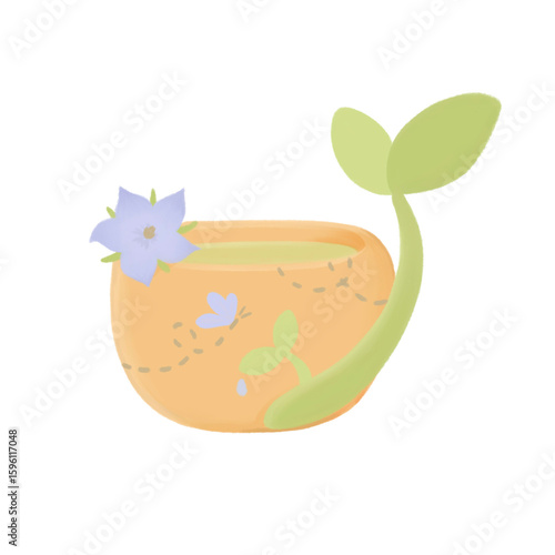 Green tea with blue blossom 